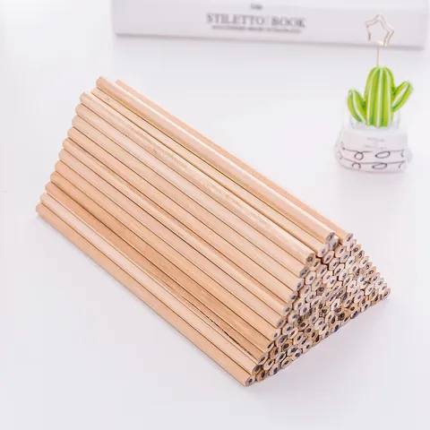 Eco Friendly Natural Wood HB Pencils For Kids Students Writing Sketching Minimalist Office Supplies Hexagonal Round Pencils