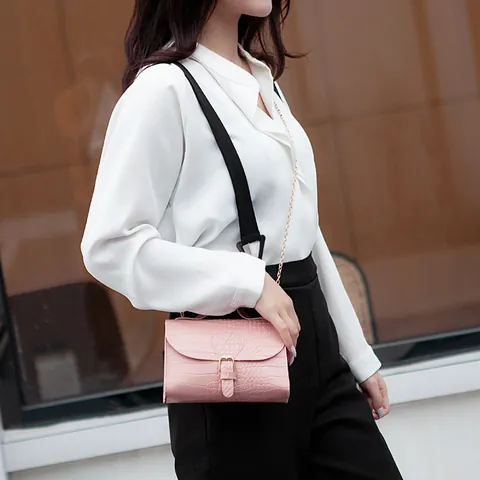 Korean Style Stone Crocodile Pattern Flap Small Square Bag Crossbody Chain Single Shoulder Bag Handbag for Women