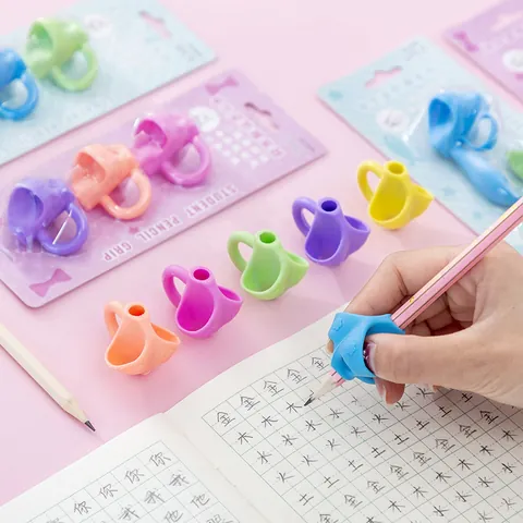 Ergonomic Silicone Pencil Grip For Kids Writing Posture Correction Training 5-Finger Positioning Pen Holder School