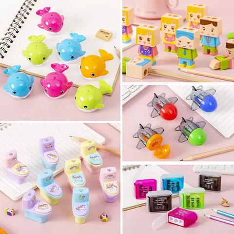 Creative Cartoon Kids Pencil Sharpener Cute Airplane Toilet Owl Shape Manual Sharpener School Supplies Stationery For Student Gift