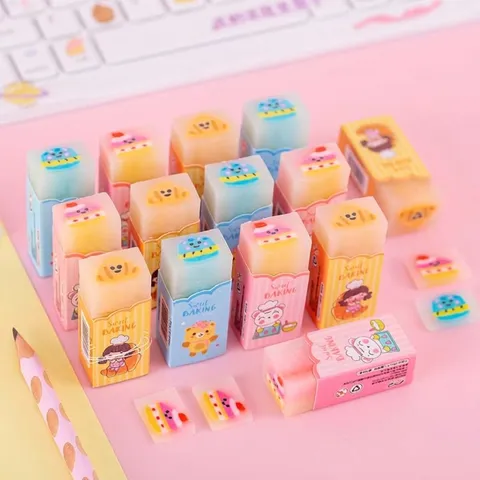 Creative Cartoon Cute Sandwich Eraser PVC Sliceable Character Animal Erasers For Primary School Students Kids Stationery Gift