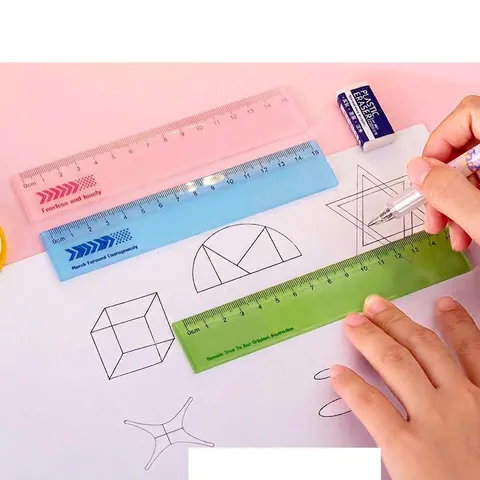 Mignon Dessin Animé Transparent Acrylique Règle Pour Étudiants Épaissie Outil De Mesure Multifonctionnel Citations Inspirantes Papeterie