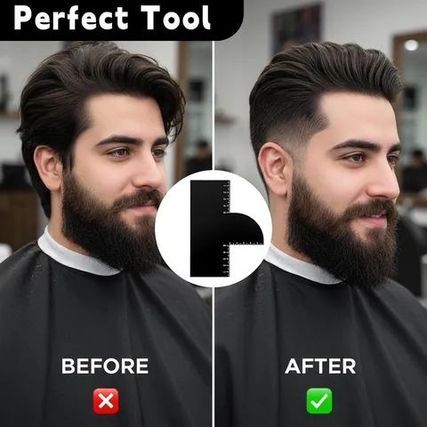 Professional Reusable Hairline Styling Edge Alignment Card Black PVC Beard Shaping Template Barber Haircut Accessory Tool For Men