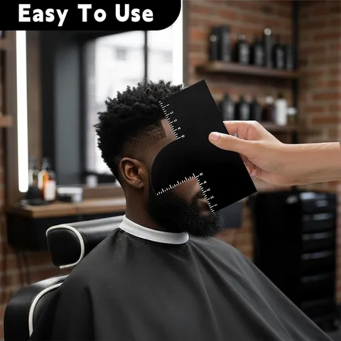 Professional Reusable Hairline Styling Edge Alignment Card Black PVC Beard Shaping Template Barber Haircut Accessory Tool For Men