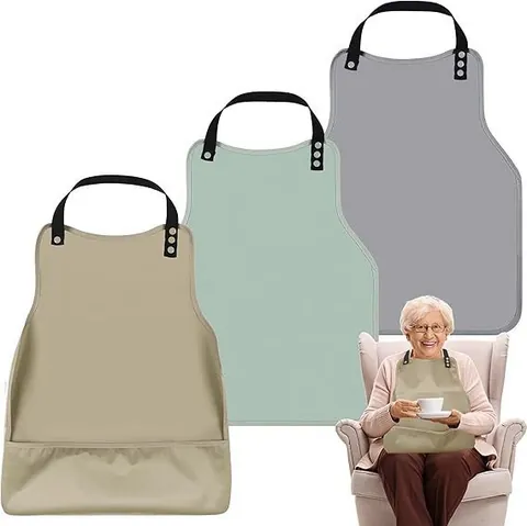 Adult Waterproof Bib For Elderly Clothing Protector Reusable Washable Eating Bib With Detachable Food Catcher Adjustable Snap Bibs