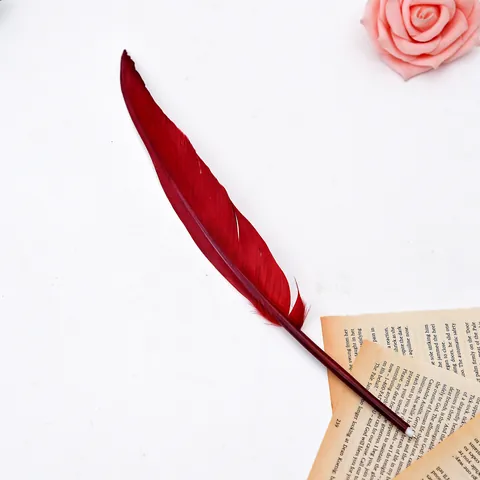 Creative Natural Feather Ballpoint Gel Pen Retro Writing Pen For Business Office Christmas Gift Elegant Stationery For Students