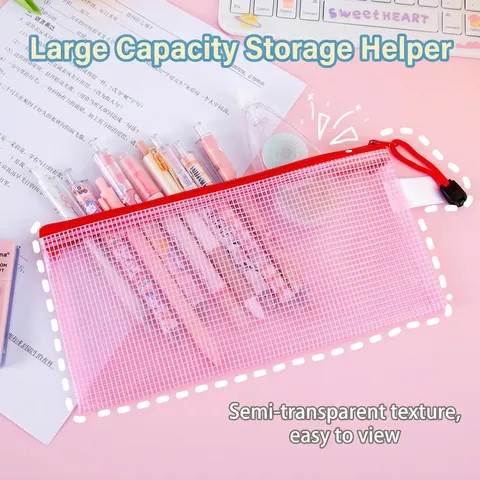 Waterproof Transparent PVC Grid Document Bag A4 A3 A6 Zipper File Folder Storage Bag For Office School Supplies