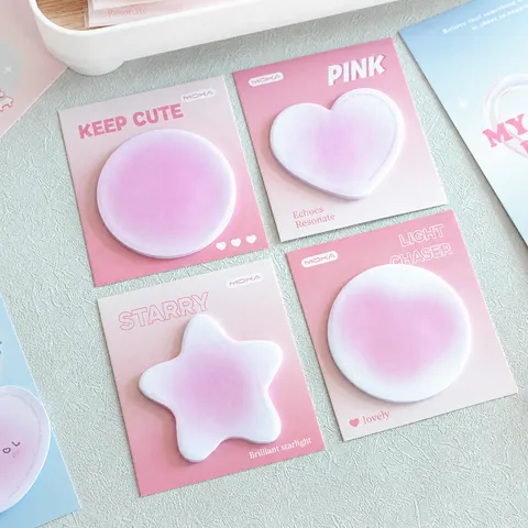 Verloop Gevormde Haftnotizen Schattige Blush Verloop Memo Blok Hart Ster Haftnotizen Esthetische Schrijfwaren Voor Kantoor School