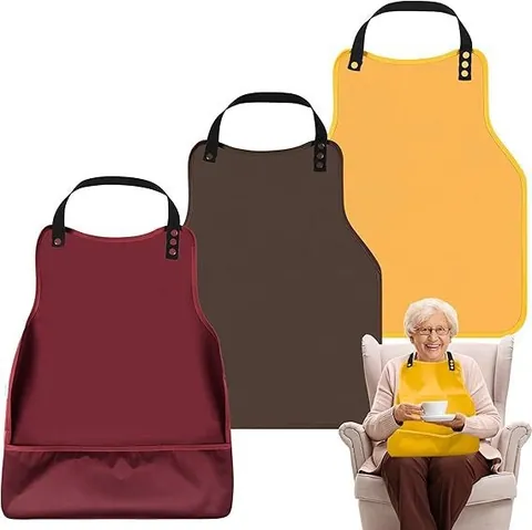 Adult Waterproof Bib For Elderly Clothing Protector Reusable Washable Eating Bib With Detachable Food Catcher Adjustable Snap Bibs
