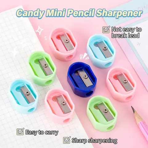 Mini Candy Color Manual Pencil Sharpener Oval Plastic Handheld Pencil Cutter For Kids School Student Office Art Stationery Supplies