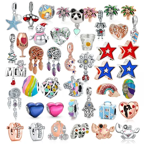Mehrfarbiger Zinklegierung Emaille Strass Charm Anhänger Für DIY Armband Halskette Cartoon Tier Pflanze Seestern Herz Schmuck Charms