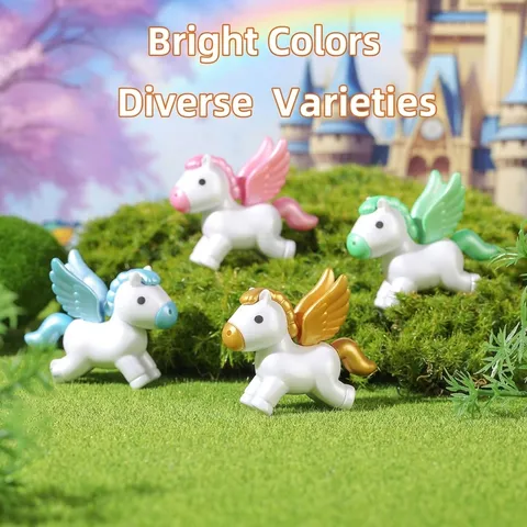 Mini Pegasus Figurine Winged Horse Resin Ornament For DIY Cartoon Unicorn Crafts Car Dashboard Decor Kids Room Ornament
