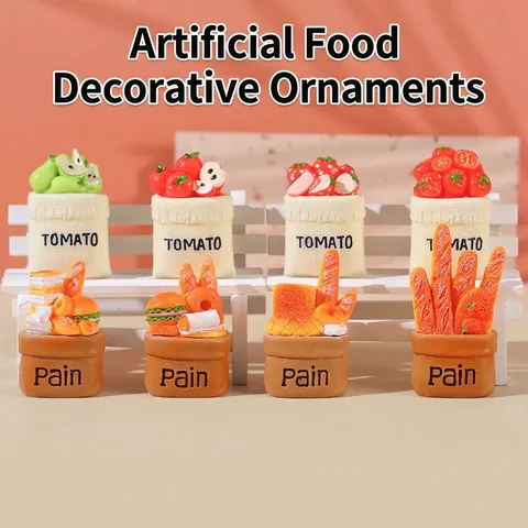 Miniature Resin Realistic Food Ornaments Simulation Fruit Bread Bag Model DIY Accessories Home Desk Decor Resin Crafts