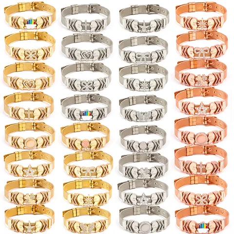 Meillard-Stil Edelstahl Mesh Charm Armband Für Damen Strass Schmetterling Herz Stern Beste Freundin Schmuck Geschenk