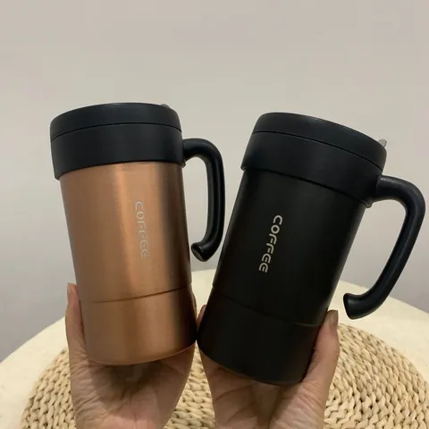 304 Edelstahl Vakuum Isoliert Kaffeebecher Mit Griff Und Rührstab Auslaufsicher Reisebecher Für Auto Büro Haus Nordic Stil Geschenk