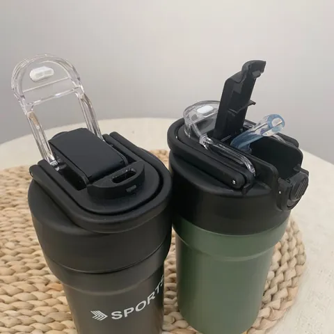 304 Stainless Steel Insulated Water Bottle With Handle Large Capacity Sports Vacuum Flask Dual Drink Lid For Outdoor