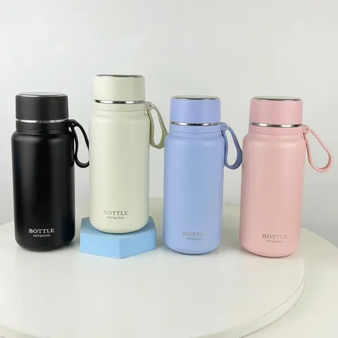 316 Edelstahl Vakuum Isolierte Flasche Große Kapazität Wasserflasche Mit Tragbarem Gurt Für Outdoor Sport Reisen Auto Gebrauch