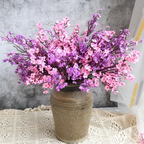 Flores Artificiales de Gipsófila de Satén Simulación Aliento de Bebé Tallo Único Ramo Floral Pastoral Decoración Hogar Boda Fotografía