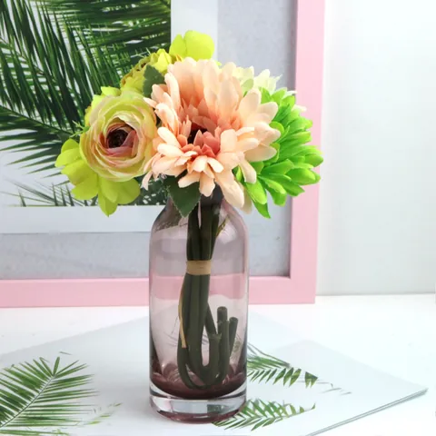 Artificial Flower Bouquet Silk Gerbera Rose Mix Stems Pastoral Style Home Living Room Decoration Photography Props Floral Arrangement