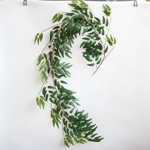 Enredadera de Verdor de Sauce Artificial y Eucalipto Guirnalda Falsa para Boda Fiesta de Cumpleaños Decoración de Pared del Hogar Estilo Bosque Planta Colgante