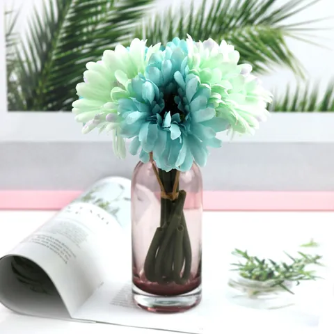Artificial Gerbera Flowers Bouquet Silk African Daisy Fake Sunflowers For Home Office Bedroom Wedding Decor Desktop Floral Arrangement