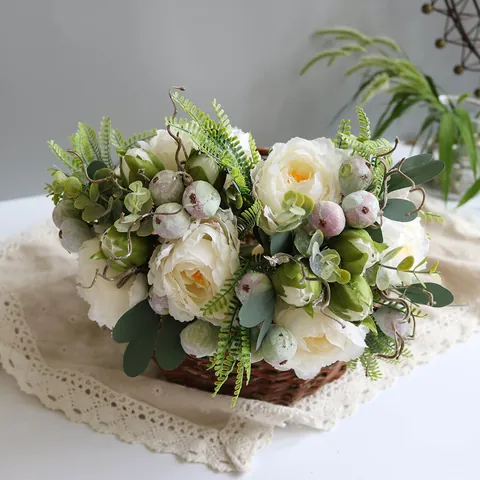 Nordic Ins Style Artificial Peony Bouquet Silk Cloth Flower For Living Room Dining Table Home Decoration Wedding Handheld Bouquet