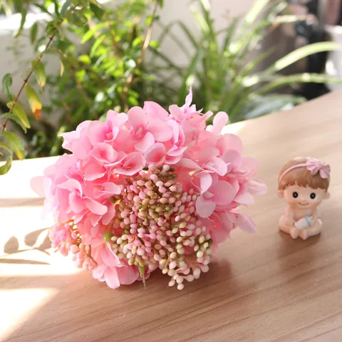 Artificial Hydrangea Carnation Satin Flower Bouquet For Home Wedding Decor Pink Blue Purple Fake Flower DIY Accessories