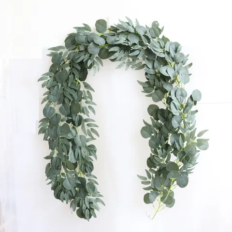 Artificial Eucalyptus Willow Leaf Vine Garland Grey Green Faux Greenery Hanging Plant for Wedding Arch Home Party Wall Decor