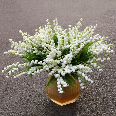 Nordic Fresh Artificial Lily Of The Valley White Bell Flowers Plastic Stems For Wedding Home Decor Photography Props White Bundle