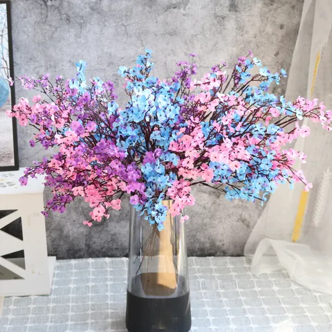 Flores Artificiales de Gipsófila de Satén Simulación Aliento de Bebé Tallo Único Ramo Floral Pastoral Decoración Hogar Boda Fotografía