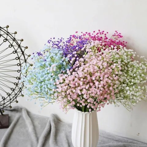 Realistic Artificial Gypsophila Babysbreath Flowers Plastic Multi Color Bouquet For Wedding Home Office Decor DIY Floral Arrangement