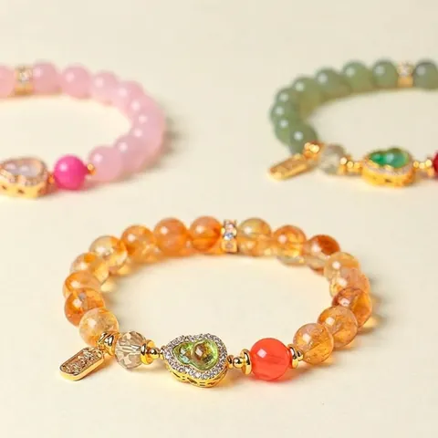 Neuer chinesischer Stil Naturkristall Jade Perlen Armband Für Damen Flaschenkürbis Anhänger Strass Eingelegt Legierung Schmuck