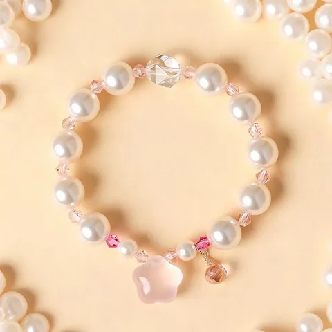 Zoete Kunstparel Rozenkwarts Kralen Armband Voor Vrouwen Schattige Ster Hanger Mode Sieraden Meisjes Armband Cadeau