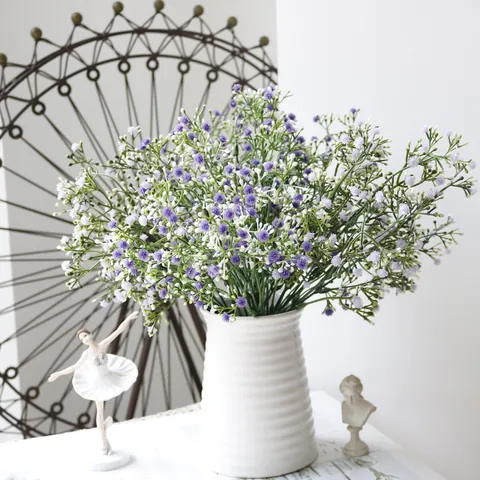 Ramo de Flores de Gipsófila Artificial Tallos de Gipsófila de Imitación Racimos Florales de Plástico Para Hogar Mesa Boda Fiesta Exterior Decoración de Habitación