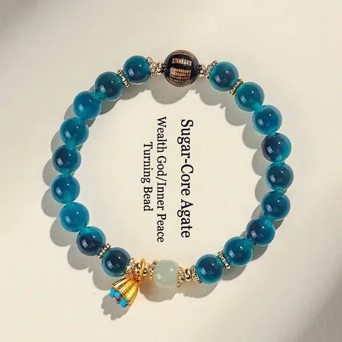 New Chinese Style Sugar Heart Agate Natural Hetian Jade Beaded Bracelet For Women Vintage Zen Scripture Agate Bracelet Jewelry Lotus Pod Pendant Gift