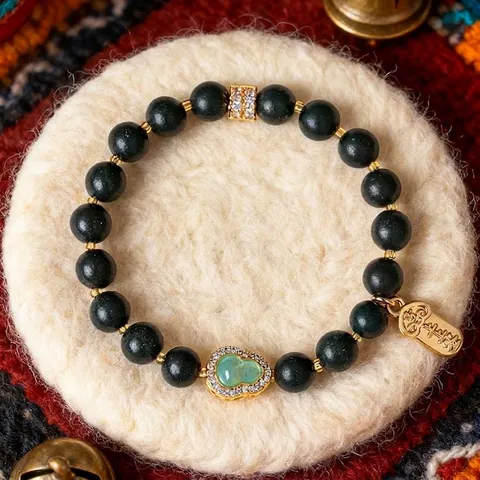 Pulsera Neochina de Cuentas de Fragancia Naturales para Mujer Colgante de Calabaza con Strass Joyería Étnica Regalo