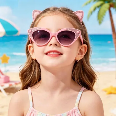 Vintage Katzenauge Kinder Sonnenbrille Süße Glitzer Bonbonfarbe Kids Sunglasses UV400 Schutz Mode Baby Street Style Sonnenbrille Für Outdoor Reisen Jungen Mädchen