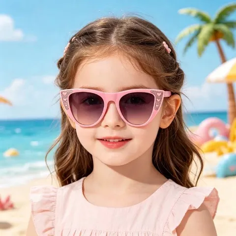 Mädchen Katzenaugen Sonnenbrille Glitzer Herz Deko UV400 Schutz Mode Kinder Brillen Süße Rosa Lila Brille Für Kleinkinder Kinder Outdoor Strand Zubehör