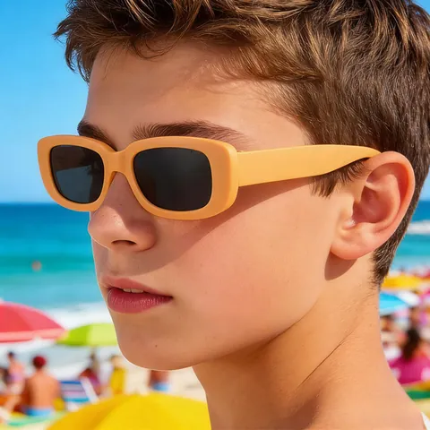 Kids Retro Small Square Frame Sunglasses UV400 Protection Travel Outdoor Fashion Shades For Boys Girls PC Material