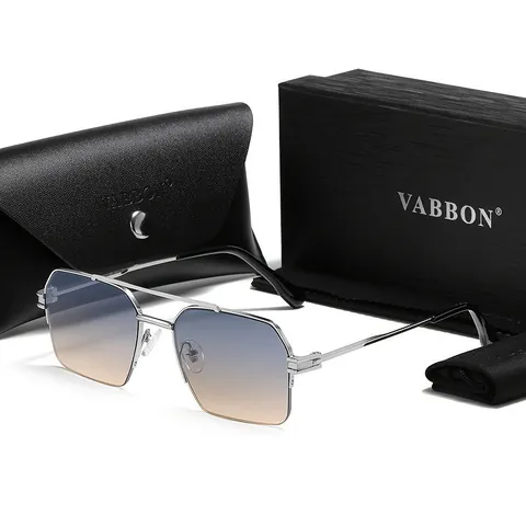 Lunettes de Soleil Carrées en Métal Rétro Pour Hommes Femmes Double Pont Lunettes de Soleil Polarisées Mode Conduite en Extérieur Voyage
