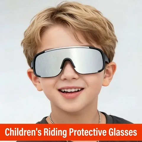 Occhiali da Sole Sportivi per Bambini alla Moda Lente a Scudo Monopezzo Ragazzi Ragazze Ciclismo all Aperto Antivento Rivestimento a Specchio Occhiali UV400 Montatura Completa