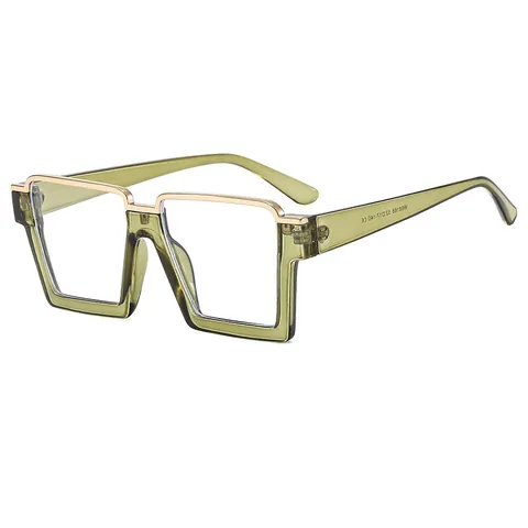 Mode Quadratische Halbrand Blaulichtfilter Brille Für Damen Herren Hip Hop Ins Stil Metall PC Rahmen Klare Linsen Brille