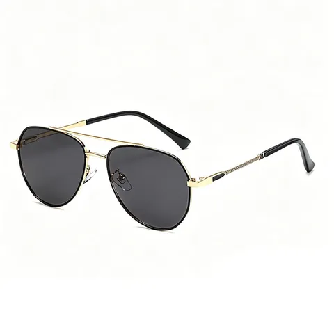Lunettes de Soleil Aviateur Polarisées pour Hommes Monture en Métal Double Pont Protection UV400 Conduite Mode Rétro