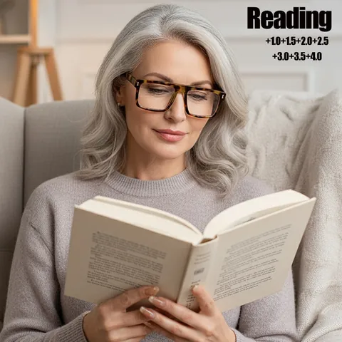 Modieuze Vierkante Anti Blauw Licht Leesbril Voor Heren Dames Trendy Schildpad Zwart Frame Bril Veerscharnier Presbyopie Brillen Voor Kantoor Dagelijks