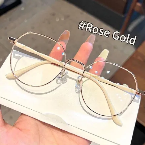 Retro Große Polygon Metallrahmen Mode Brille Damen Herren Blaulichtfilter Brillenrahmen Ohne Sehstärke Klare Gläser Brillengestell