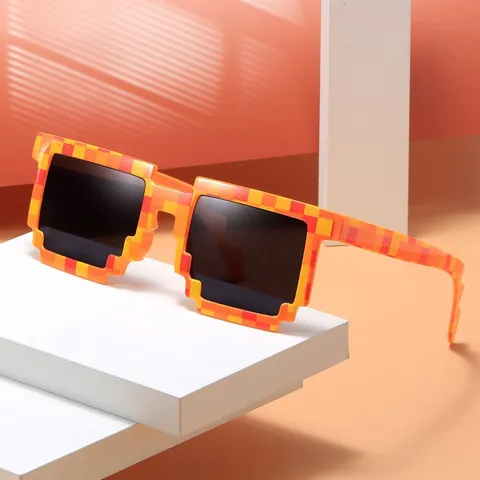 Grappige Gepixeleerde Mozaïek Zonnebril Voor Heren Dames Thug Life Pixel Schaakbord Bril Feest Podium Requisieten