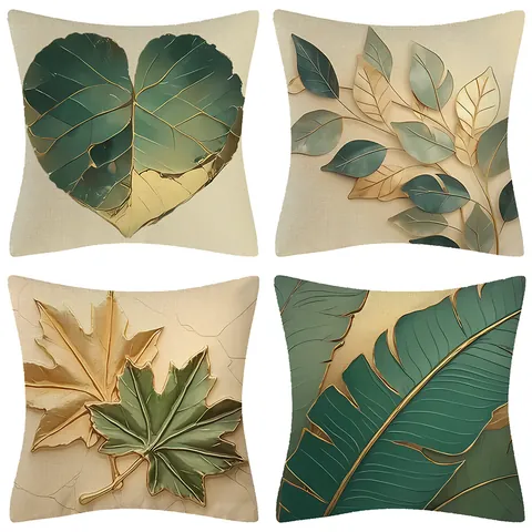 Modern Leaf Pattern Polyester Pillow Case Zippered Decorative Cushion Cover For Sofa Bedroom Home Decor Pillowcase