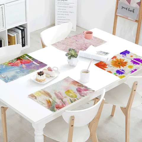 Bloemenprint Katoen Linnen Placemats Rechthoekige Roos Bloem Tafelmat Voor Bruiloft Cafe Eettafel Decor