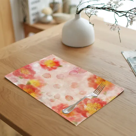 Bloemenprint Katoen Linnen Placemats Rechthoekige Roos Bloem Tafelmat Voor Bruiloft Cafe Eettafel Decor
