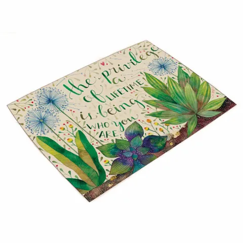 Tropische Groene Plantenprint Katoen Linnen Placemat Rechthoekig Hittebestendige Tafelmat Voor Thuis Keuken Bruiloft Eettafel Decor